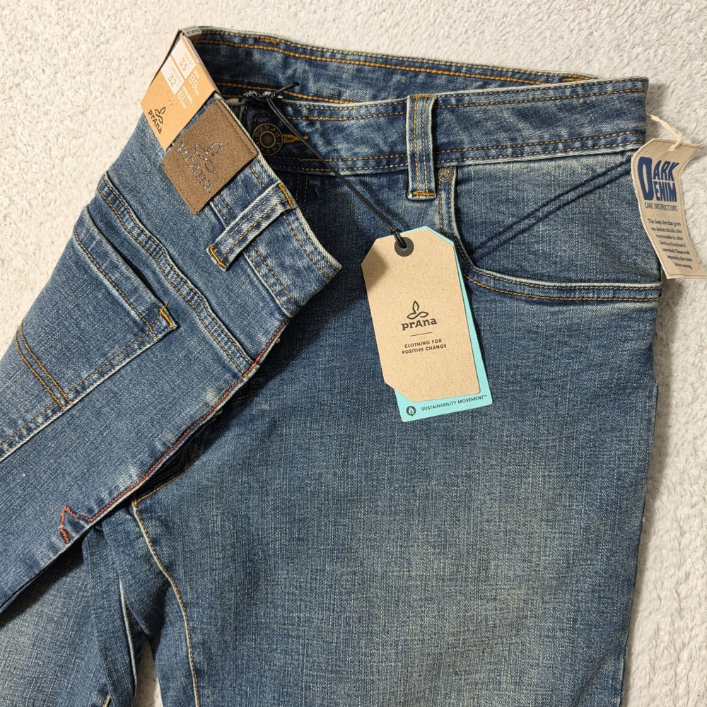 NEW‎ Prana Axiom Jean Mens 35/32 Blue Stretch Antique Stone Wash Standard Fit